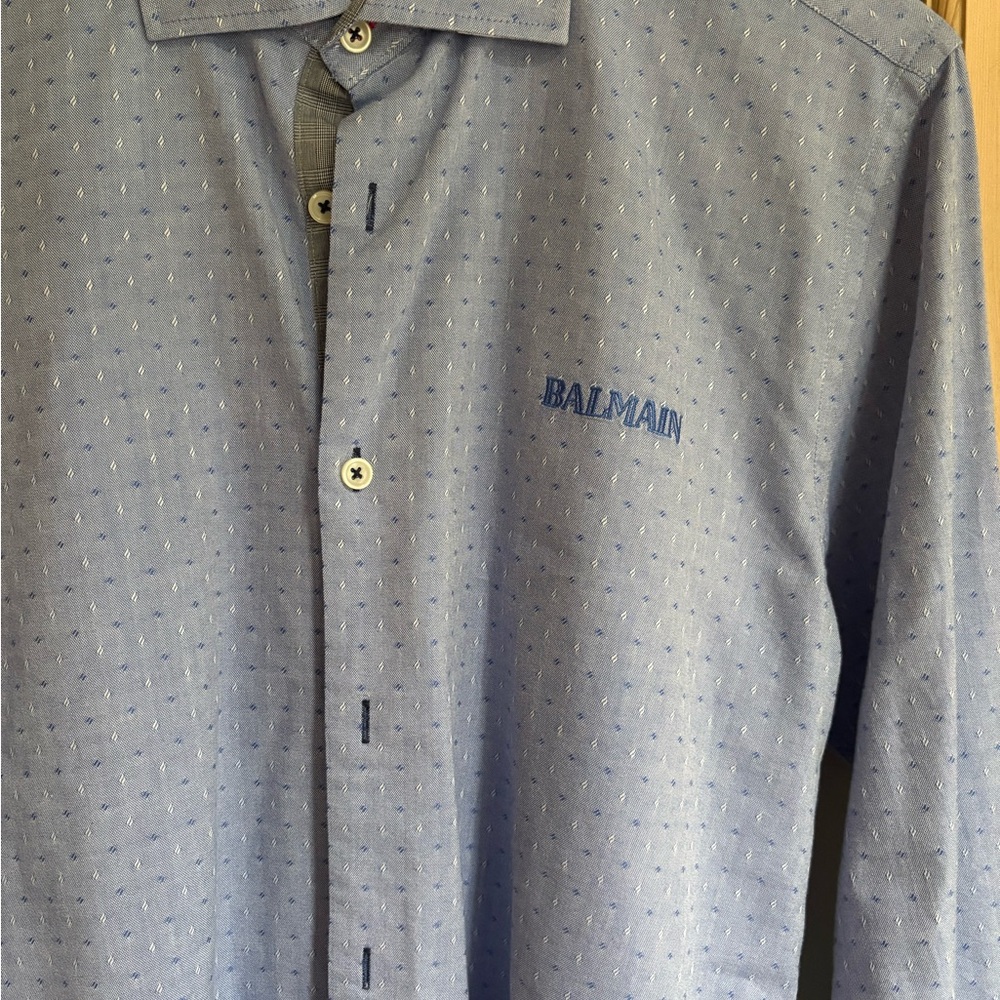 Balmain Blue Casual Button Down Shirt